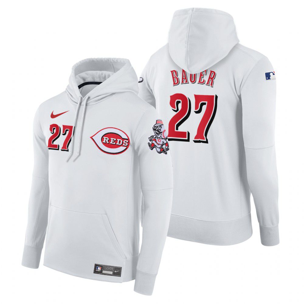 Cheap Men Cincinnati Reds 27 Bauer white home hoodie 2021 MLB Nike Jerseys